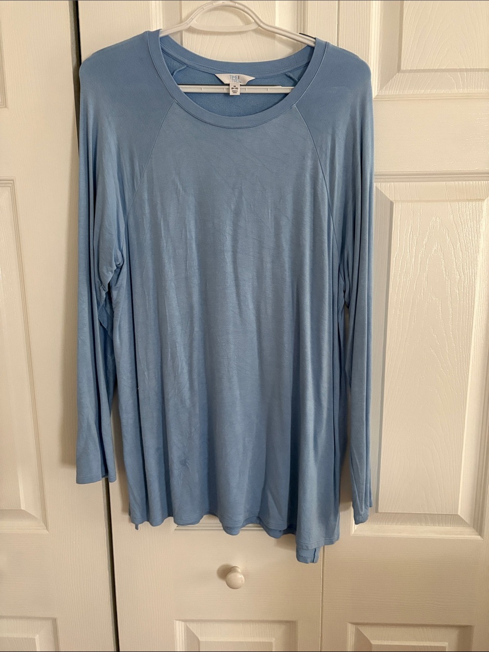 Time and Tru Soft Powder Blue Crew Neck Long Sleeve Top